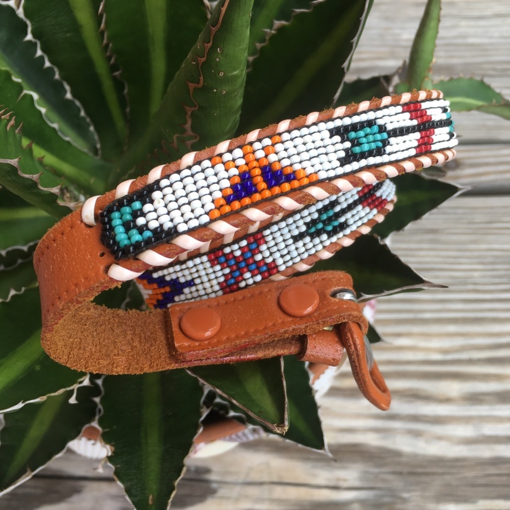 Texas Hand Beaded Leather Western Belt